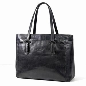 Vintage I Fratelli Firenze Black Leather Tote Shoulder Bag Italy Classic Mod 15"